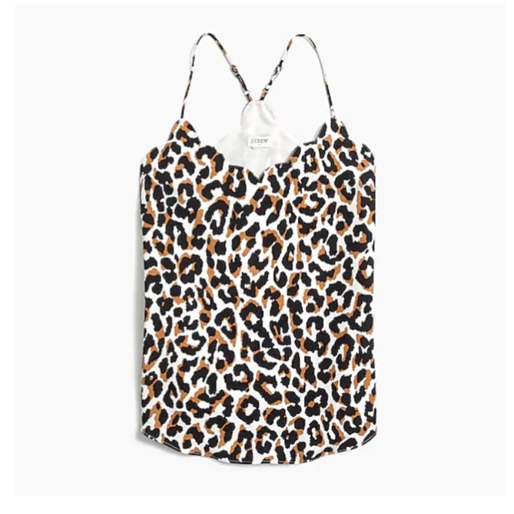 J. Crew Scalloped Leopard Tank